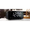 Rádio-despertador Muse M-192 CR — relógio digital, sintonizador FM, ecrã LED de 1,8 polegadas, madeira preta, AC 100–240V, backup AAA