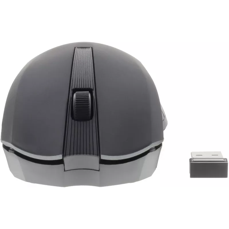Rato sem fios simétrico 2,4 GHz, 3 botões, alcance 10 m