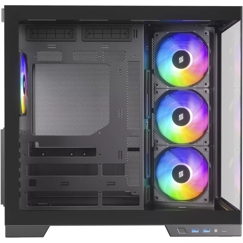 Caixa de PC Silentware View A-RGB preta VIEWpreto — caixa Mid-Tower com iluminação A-RGB