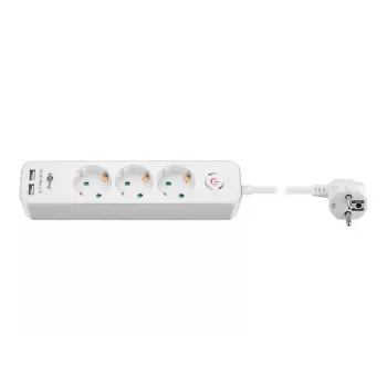 Tomada múltipla Goobay 3 tomadas com interruptor e USB, cabo de 1,5m, tipo F