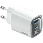 Carregador rápido GaN 30W USB e USB-C usams CC229 Branco — indicador LED, design compacto