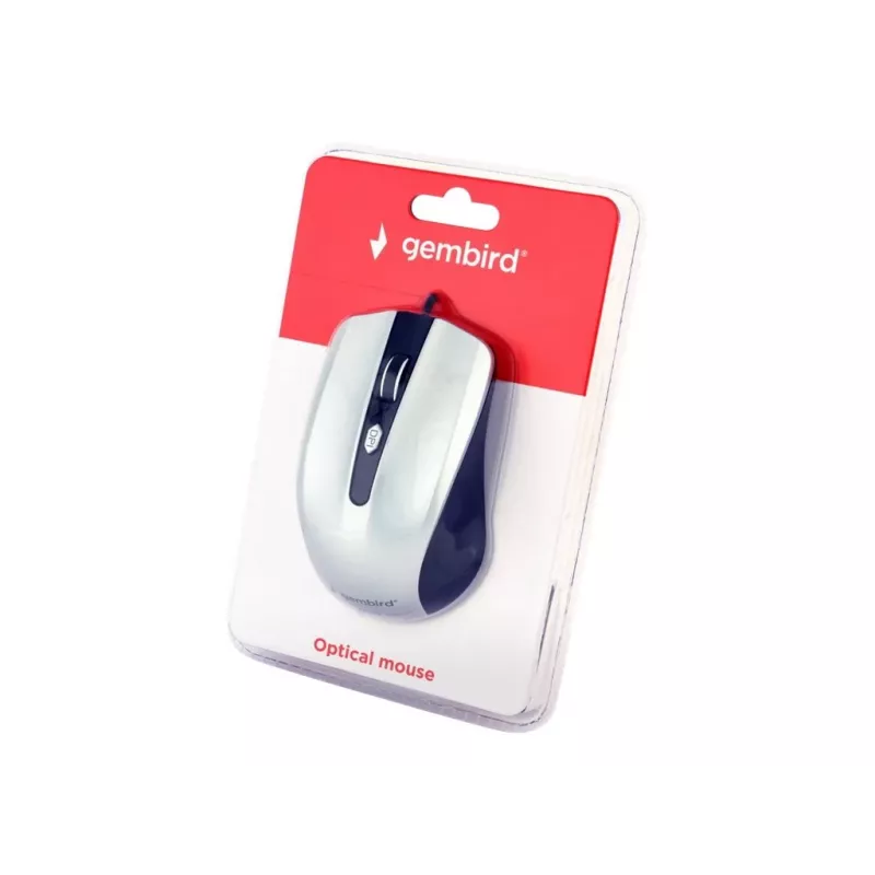 Rato ótico com fios ambidestro GEMBIRD MUS-4B-01-BS, USB Type-A, 1200 DPI, 4 botões, preto/prateado