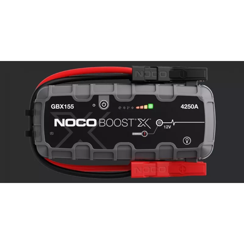 Arrancador de bateria para veículos NOCO GBX155, 4250 A de saída, 99 Wh Li-Ion, 60 W de potência de carregamento, IP65, lanterna LED integrada de 500 lm