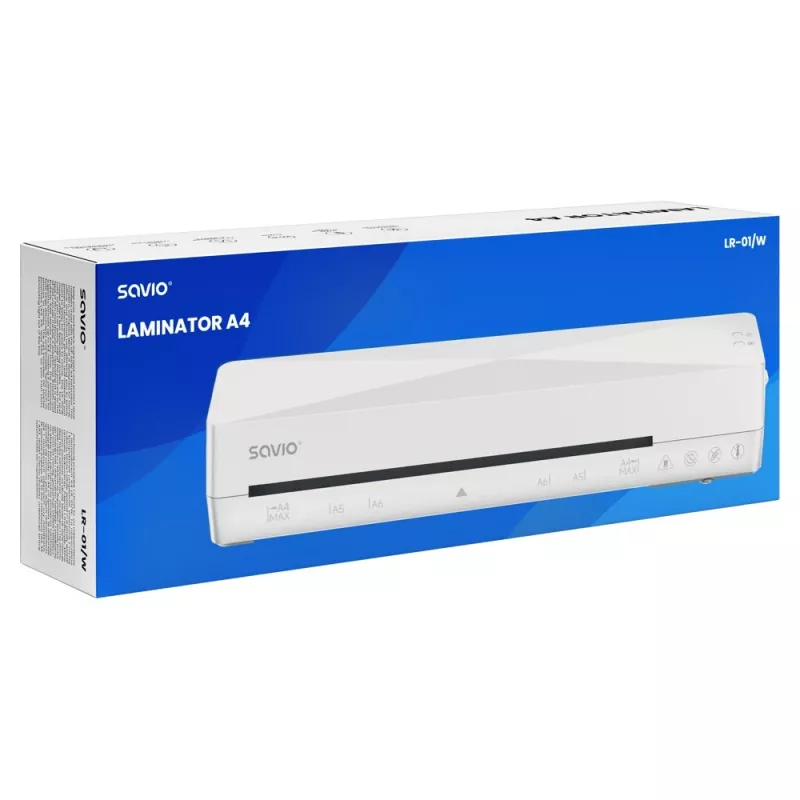 Plastificadora a frio/a quente SAVIO LR-01/W — largura máx. 230 mm, 320 mm/min, 300 W, branca
