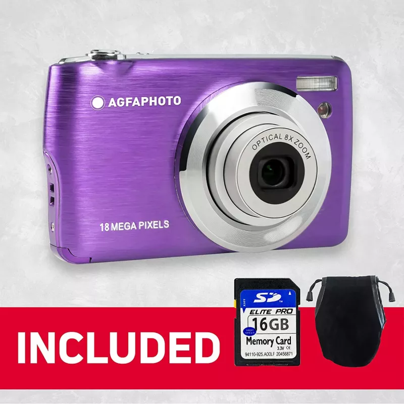Agfa Photo DC8200 roxo + bolsa + cartão SD 16 GB