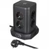 Torre de tomadas Brennenstuhl 1153560010 — 8 tomadas, 2×USB-A, 1×USB-C, preto