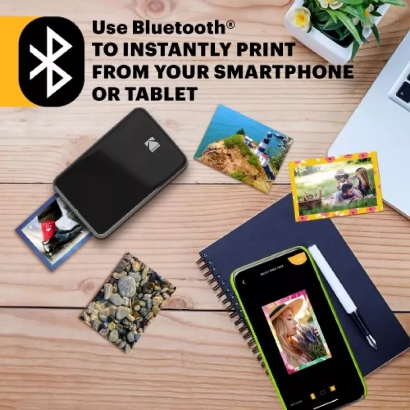Impressora fotográfica móvel instantânea Kodak STEP Cor ZINK 2x3'' 1 ppm, Bluetooth, Preto