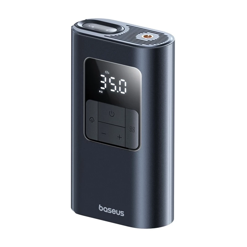 Baseus PrimeTrip VA1 compressor de pneus portátil, 75 W, 2 em 1 com lanterna e power bank de 6000 mAh, preto