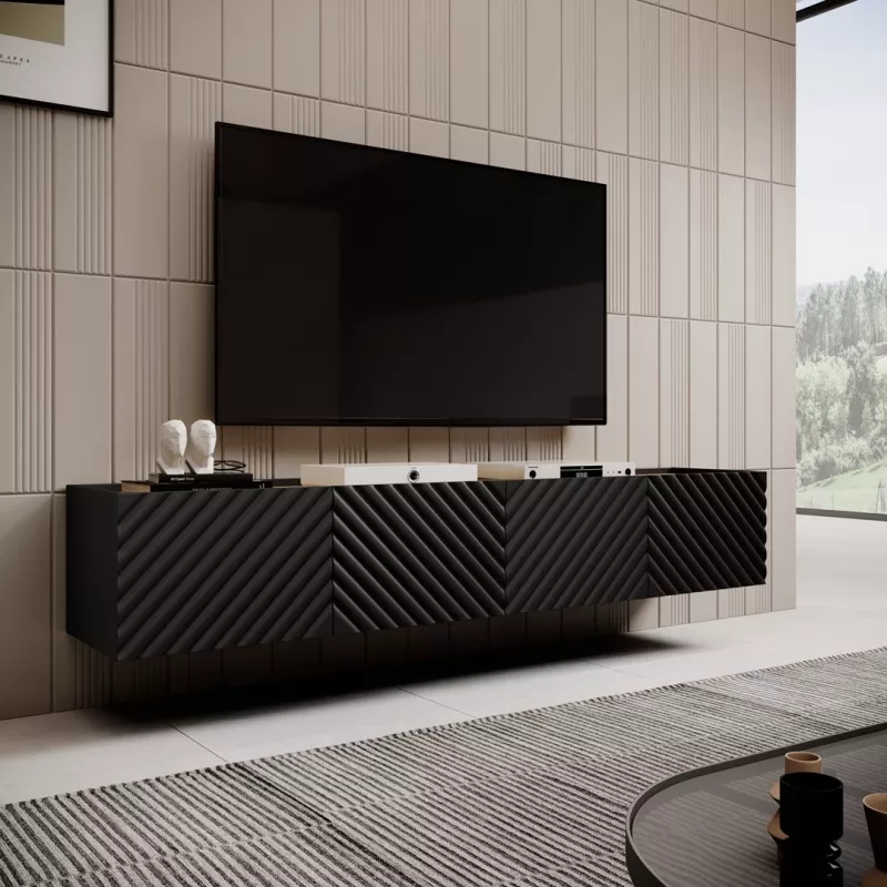 Móvel de TV 4D ONDA 200x40x35-54 preto (de pé ou montado na parede)