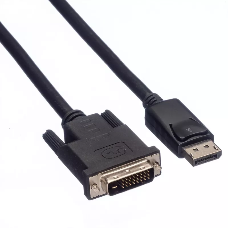 Roline - cabo de vídeo - DisplayPort (M) para DVI-D (M) - 2 m - parafusos de orelhas - preto