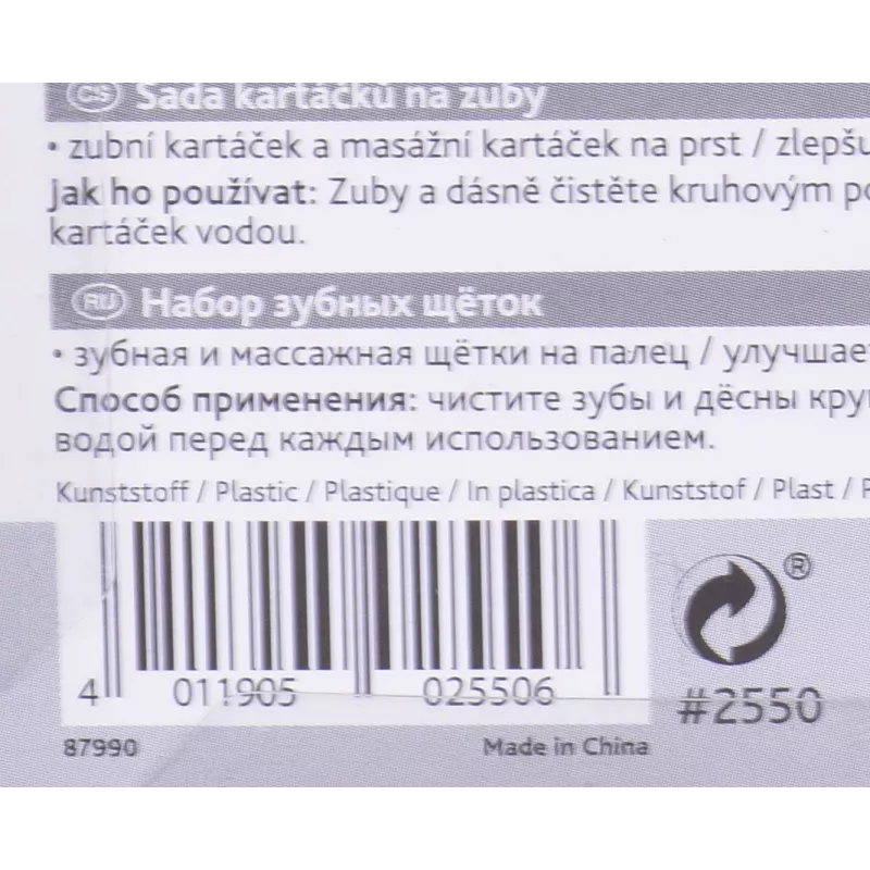 Escova de dentes de dedo para animais Trixie 2550 — tecnopolímero, 60 mm de altura, pack de 2, para gatos e cães