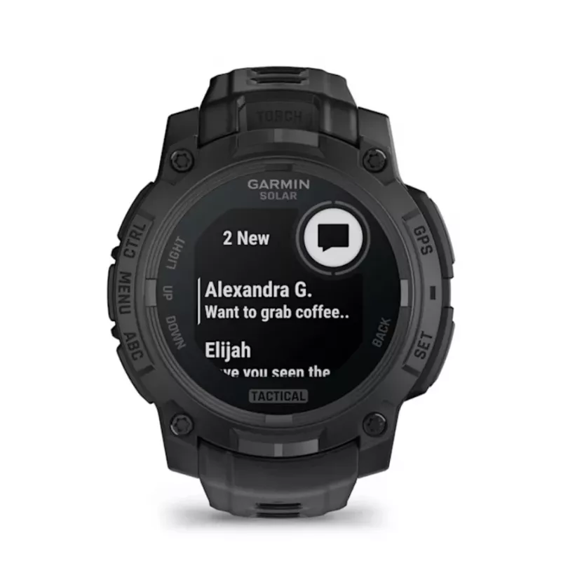 Smartwatch GARMIN Instinct 3 45mm Solar Tactical Edition preto — 45 mm, função de carregamento solar, GPS, medidor de frequência cardíaca