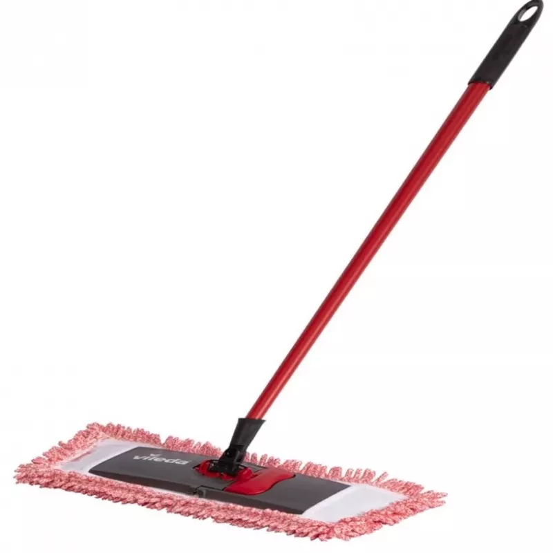 Mopa plana VILEDA 140992 — cabeça de microfibra húmida/seca para pavimentos duros, lavável até 60 °C, vermelho/branco, 1 unid.