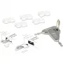Conjunto de bloqueadores de porta USB para conector fêmea USB-A, fecho de encaixe Branco/Prateado, 5x bloqueadores de porta USB, 2x chaves
