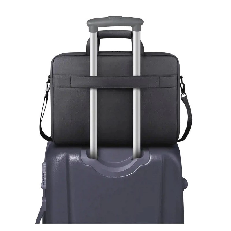 Mala para portátil DEFENDER FIRM 26123 para portáteis de 15,6 polegadas, poliuretano, preto, toploader, alça removível