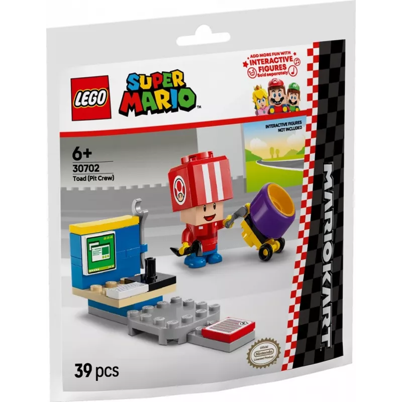 LEGO Brinquedo Mario Kart Toad Pit Crew Polybag 30702 pequeno conjunto minifigura acessórios