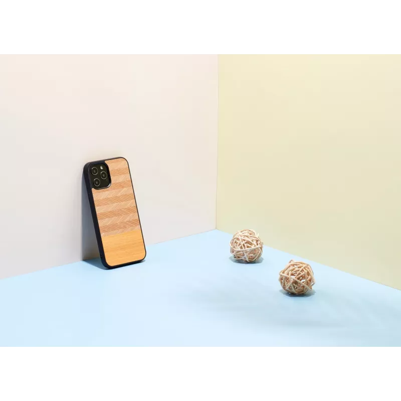Capa de proteção Man and Wood para iPhone 12 Pro Max — Fischgrät laranja preto