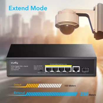 Switch de rede Cudy GS1005PTS1 Gigabit Ethernet (10/100/1000) Power over Ethernet (PoE) preto
