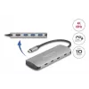 Hub USB-C DELOCK 64323 — anfitrião USB 3.2 Gen 2 Type-C, HDMI + 2× USB-A + 2× USB-C, 10 Gbit/s, cinzento