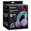 Defender FreeMotion B651 63651 auscultadores sem fios supra-auriculares, Bluetooth 5.3, retroiluminação RGB, 20–20000 Hz, 105 dB, USB-C, AUX, brancos