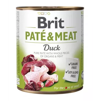 BRIT Paté & Meat com pato - comida húmida para cães - 800g