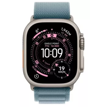 Smartwatch Apple Watch Ultra 3 GPS + Cellular 49 mm caixa Natural Titanium com Light Blue Alpine Loop (Pequeno)