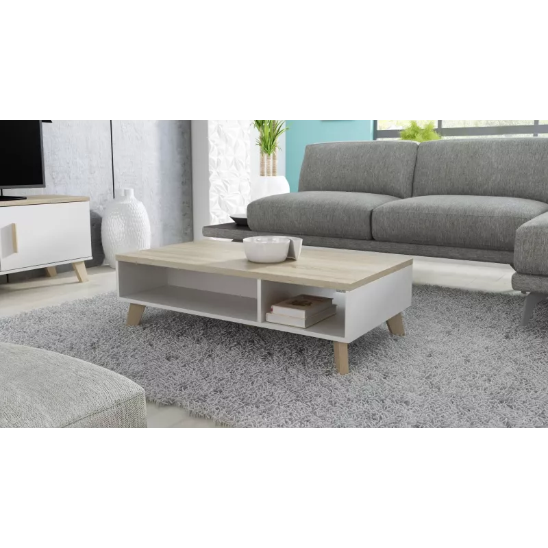 Cama LOTTA 110 mesa de centro, branco / carvalho Sonoma