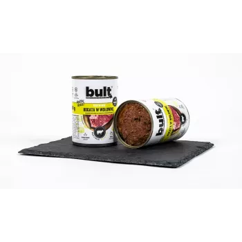 Comida húmida para cães BULT Rica em vaca 800 g — alimento completo em latas, 12 % proteína, 6,5 % gordura, 77 % humidade