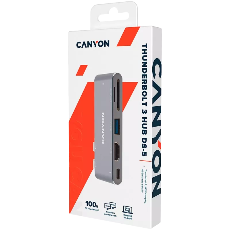 Hub CANYON DS-5 5 em 1 Thunderbolt 3 4K cinzento-espacial