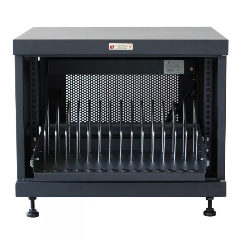 Prateleira de rack TECHLY 367652 organizador de cabos com fixação adesiva 3M, aço, 550×550×410 mm, preto