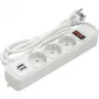 Extensão elétrica doméstica 1,8 m, 3 tomadas + 2 USB, com interruptor