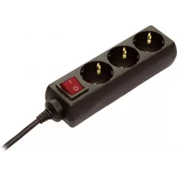 Régua de tomadas AS Schwabe 11362 — preto tomada Schuko com interruptor, 1 unidade