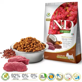 FARMINA N&D Quinoa Dog Skin&Coat Selvagem, coco Adult Mini - Alimento seco para cães - 2,5 kg
