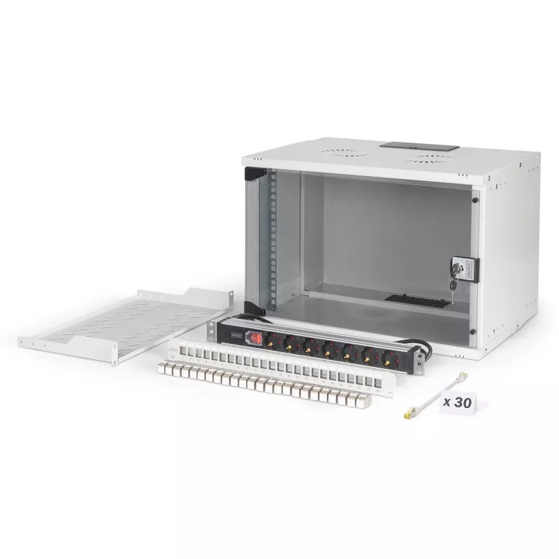 Kit de rede DIGITUS DN-49202-SET 483 mm 7U 540x400 mm armário rack com 7U de altura e 540×400 mm de dimensões internas