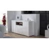 Aparador Cama Meble VIVA 150 — branco/branco alto brilho e carvalho sonoma, 3 portas, 5 prateleiras, 1500×450×800 mm