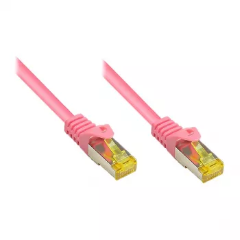 Cabo de rede RJ45 com cabo bruto Cat.7 e proteção da patilha (RNS®), S/FTP, PiMF, sem halogéneos, 600 MHz, OFC, magenta, 10 m, Good Connections® (8070R-100M)