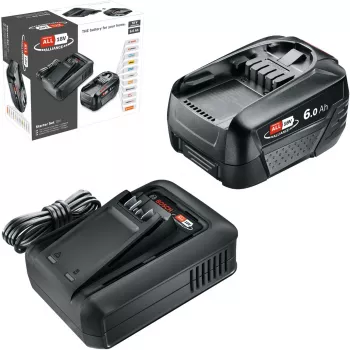 Conjunto de arranque de bateria Bosch 18 V 6.0 Ah com carregador AL18-44