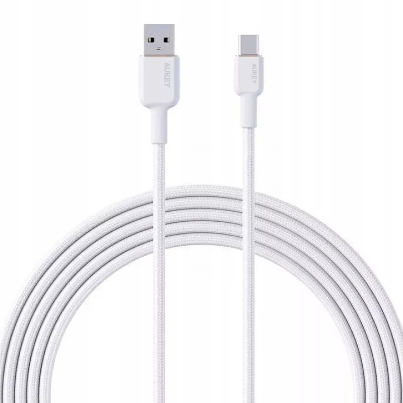 Cabo de nylon branco AUKEY CB-NAC1 USB-C para USB-A