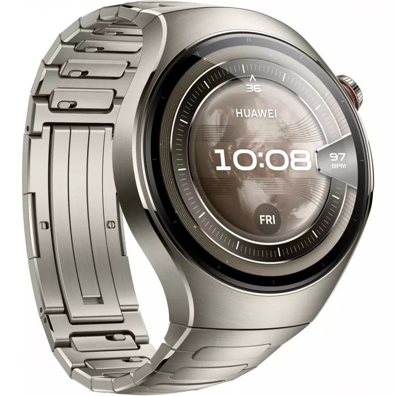 Smartwatch HUAWEI WATCH 5, 1,5 polegadas AMOLED, 466×466, 46 mm caixa de titânio, Wi‑Fi, GPS, prateado