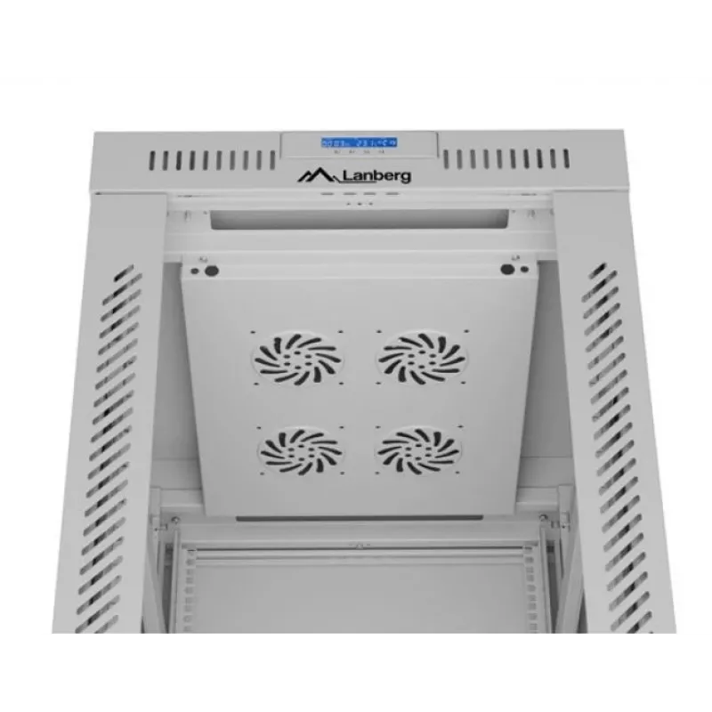 Lanberg FF01-6842-12SL armário rack de chão de 19" 42U 600x800x2122 mm, porta de vidro, LCD, flat pack, 1200 kg, IP20, cinzento