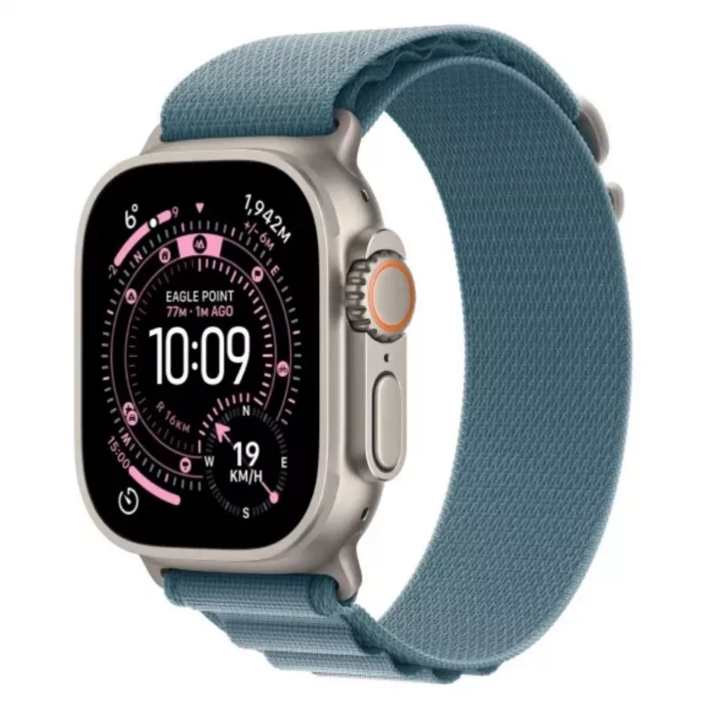 Watch Ultra 3 GPS + Cellular 49mm caixa de titânio Natural com Alpine Loop azul-claro - Medium