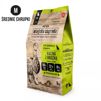 WIEJSKA ZAGRODA Pato com Pera M – Comida seca para cães – 9 kg