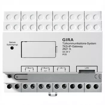 Gateway de rede IP Gira 262197 (2.ª geração) para sistemas de intercomunicação TKS, suporte para 5 portas