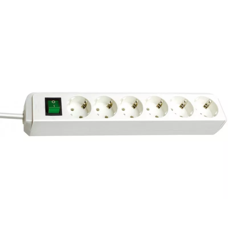 Régua de tomadas Brennenstuhl Eco-Line com interruptor [6 tomadas, branco, 1,5m]