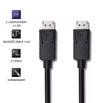 DisplayPort v1.2 macho, 4K, 1,5 m