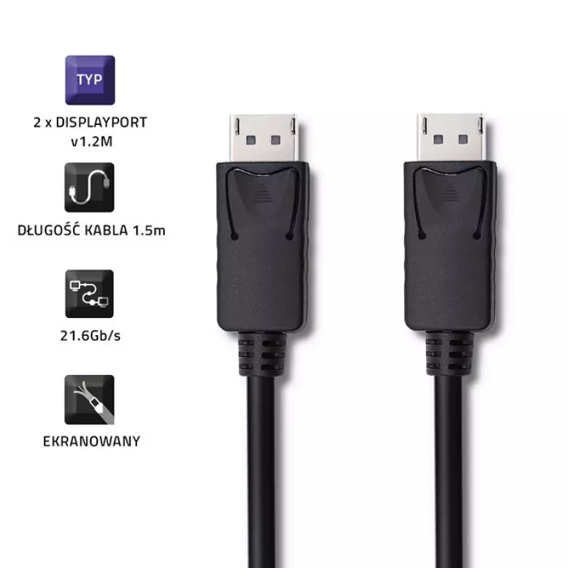 DisplayPort v1.2 macho, 4K, 1,5 m