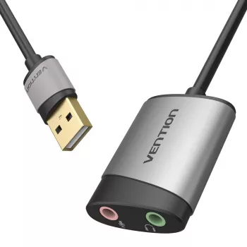 Vention placa de som externa USB 0,15M cinzento metal tipo