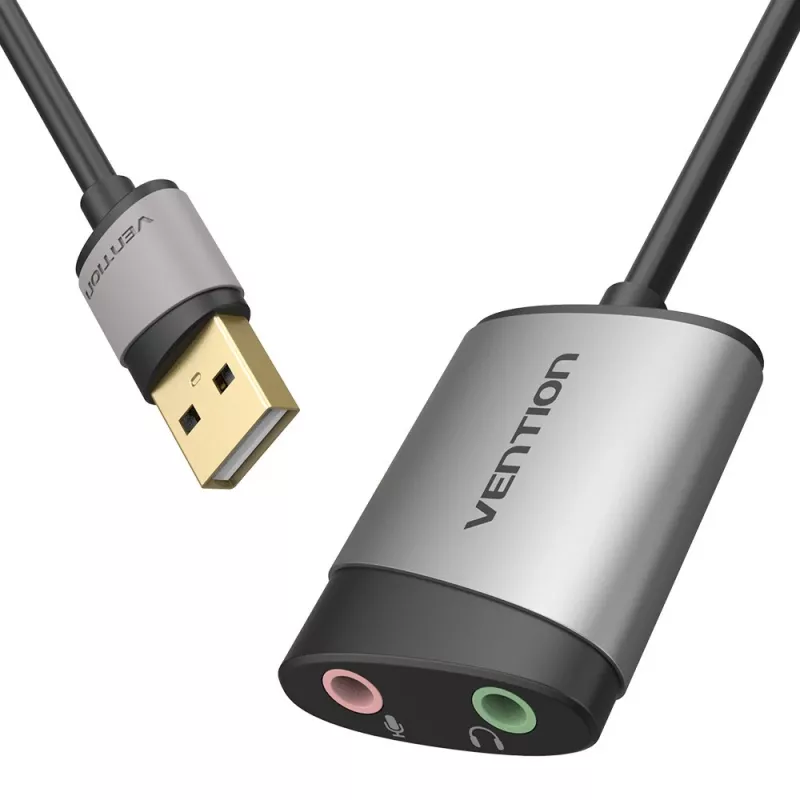 Vention placa de som externa USB 0,15M cinzento metal tipo