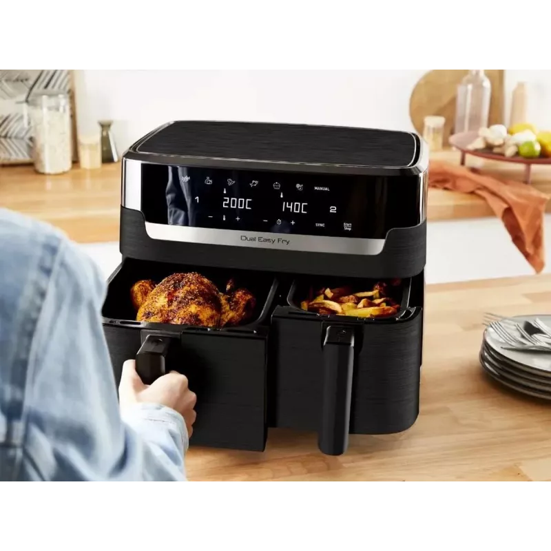 Fritadeira de ar quente Tefal Easy Fry EY901N Double 8,3 L Aparelho independente 2700 W Preto