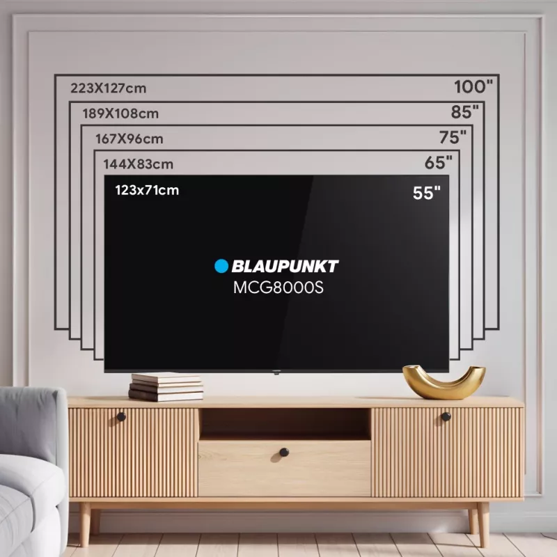 Blaupunkt Mini LED TV | 55MCG8000S | 55 polegadas | Smart TV | Google TV | Preto
